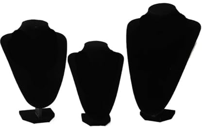 BFLCWSTD Smyckebyst sammet porträtt halsband display hänge arrangör smycken stativ skyltdocka byst fönster (svart) S)