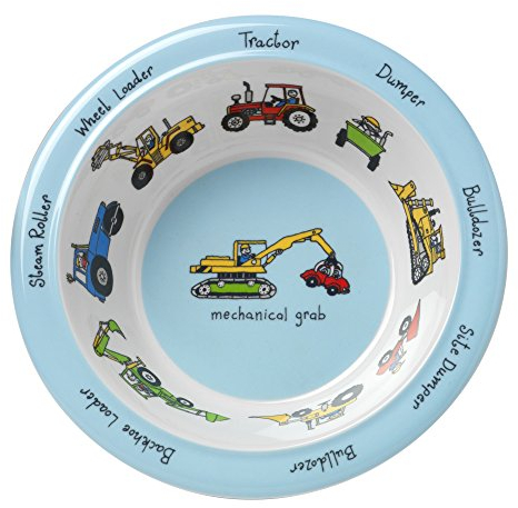 Tyrrell Katz Kids Trucks Printed Bowl in Blue Melamine - Dishwasher Safe Children's Dish Outdoor Dining Tableware Everyday Plate - 16.5 cm