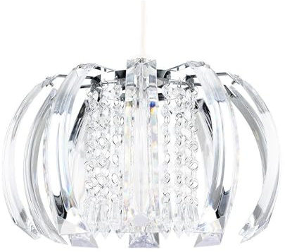 MiniSun | Ceiling Shade in a Chrome Finish with Clear Acrylic Droplets | Shades & Home Improvements Essential | 280mm Shade Width