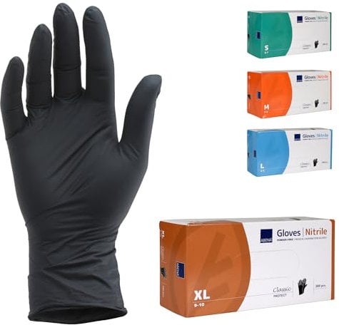 ABENA Nitril Einweghandschuhe 200 Stück Pack (Größe XL) Lebensmittelecht, Reißfest, Latexfrei, Puderfrei, Hygienische Handschuhe brauchbar für Reinigungsarbeiten, Schönheitssalon, Tattoo und Zuhause