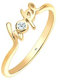 Elli DIAMONDS Ring Damen Hope-Schriftzug mit Diamant (0.03 ct.) in 585 Gelbgold