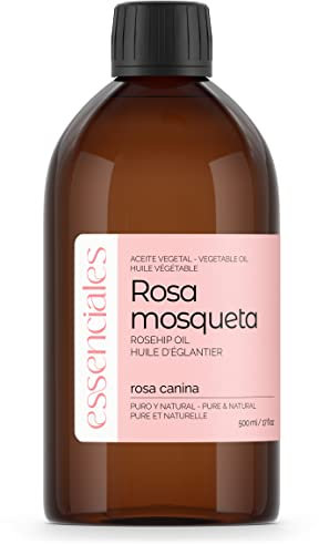 Essenciales - Huile végétale de Rose musquée (Rosa canina), 500 ml | 100% Pure et Naturel - 1ère Pression à froid