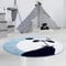 Kinderteppich Panda-Bär Blau - 160 cm Rund - Teppich Tier-Motiv Kinderzimmer für Mädchen und Jungen