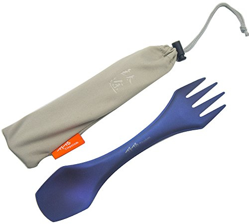 Tito Titanium Spork Camping Spork 2 en 1 Cuchara de Titanio y Tenedor con Peso Ligero y Mejor Calidad.