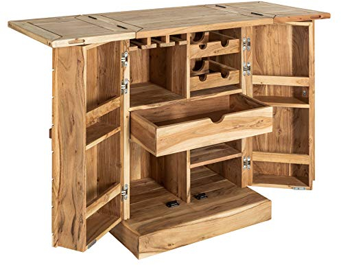 invicta INTERIOR riess-Ambiente.de Handgearbeiteter Barschrank MOSAICO 130cm Akazie Massivholz 3D Effekt Hausbar Weinschrank