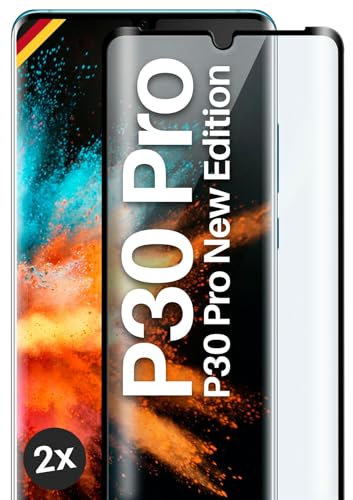 moex Protector de pantalla completa compatible con Huawei P30 Pro/P30 Pro New Ed – Protector de pantalla completa, pantalla completa, protector de pantalla curvado 3D, transparente 2 x negro