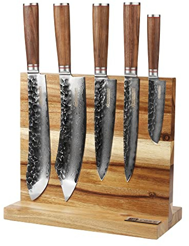 YOUSUNLONG Magnetic Knife Block - Magnetic Knife Holder - Magnetic Knife Stand - Double Sided Magnetic Acacia Wood - Holds 10 inch Knives - Large Cutlery Display Stand and Storage Rack