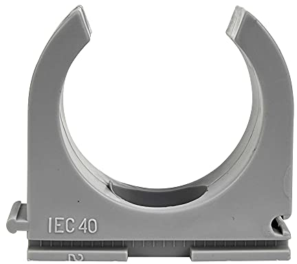 50x M40 Reihen-Klemmschelle mit M5 Langloch Clipschelle Rohrschelle grau Rohr-Klemmschelle