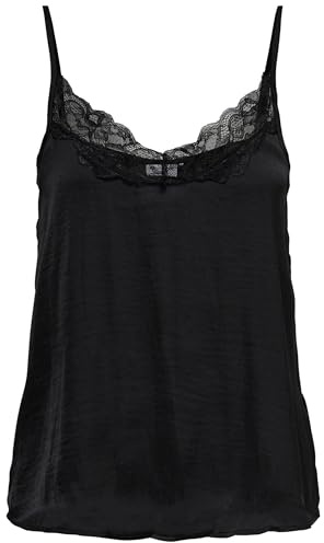 JDY Damen JDY appa new lace singlet wvn nos Top, Black/Detail:dtm Lace, 36 EU