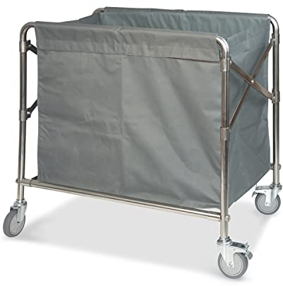 bimiti Laundry Trolley Folding Laundry Cart on Wheels Dirty Linen Trolley Hotel Laundry Hampe with Steel Frame and Removable Bags Total Capacity 350L for Washing