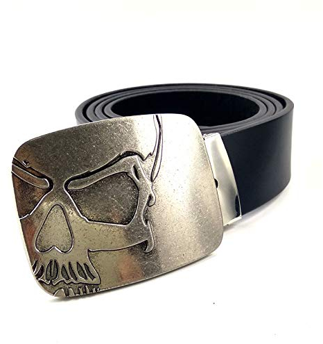 JYWDZSH Herren Gürtel Herren Ledergürtel Cowboy Mit Totenkopf Gürtelschnalle Metall Geschenk,Wie Abgebildet,110Cm