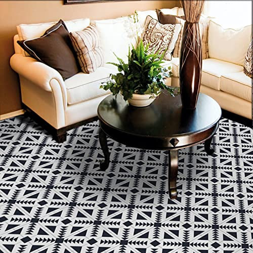XIUWOUG Stickers Carrelage Adhésif Cuisine, 25 pièces Autocollants de Carreaux mosaique, Autocollant Carreaux de Noir revêtement Sol - Carrelage adhésif pour Salle de Bain,Noir,25psc 20cm