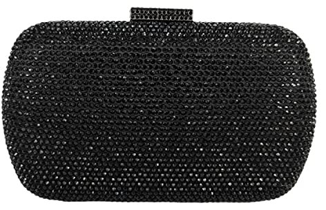 Boutique De FGG Mini Rhinestone Clutch Purse,Evening Bags and Clutches for Women Formal,Crystal Clutch Bag Wedding Handbags, Black, S