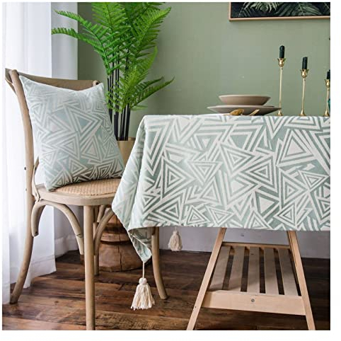 EHOMERY Tischdecke Zum Sticken Ostern Tischtuchklammern Für Dicke Tischplatten Dreieck Große Party Tischdecke Wachstuch Unterlage Grün Tischschutz Dekoration 100X135Cm