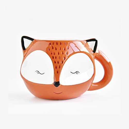 Hosoncovy 550ML 3D Animal Shaped Ceramic Mug With Handle - Coffee, Tea, Milk Drink Cup - Gift (Fox)