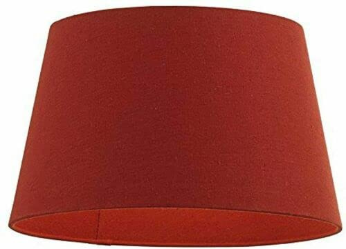 10(25cm) Red Linen Reversible Gimble Drum Shape Light & Floor Lamp Shade