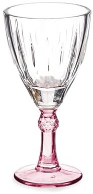 Vivalto Juego de 6 copas de vino de cristal, capacidad de 275 ml, color rosa
