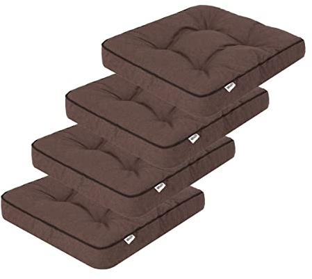 shivler Gartenstuhlauflage Gartenstuhl Auflage Sitzkissen Stuhlkissen Stuhl Sitzauflage Kissen (4 Stck., Braun)