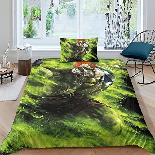 CIFEAR Hulk Bettwäsche Bettbezüge Set Mit Kissenbezüge, Superheroe Muster Bettbezug-Sets,aus Mikrofaser Mit Reißverschluss Weich Und Bügelfrei Single(135x200cm)