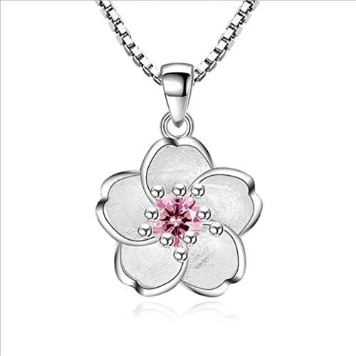 Halskette Exquisite Kristall romantische Sakura Anhänger Halskette Mode Silber Halsketten für Frauen Valentinstag Schmuck Festliche Geschenke