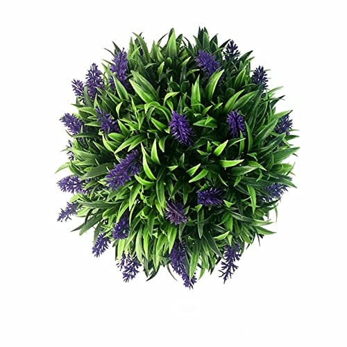 Fake Plant Home Decor Artificial Lavender Topiary Ball Flower Hanging Basket for Home Garden Party Wedding Decoration -25cm