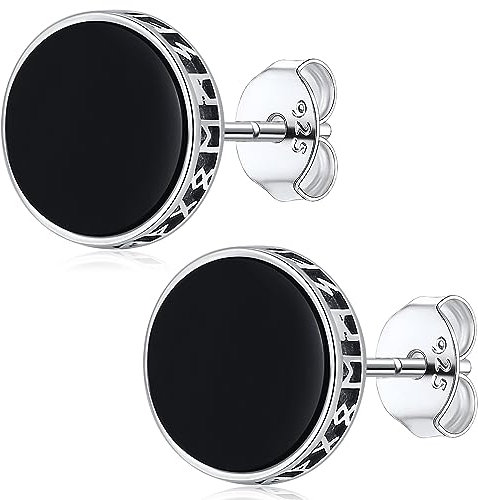 Ohrstecker Herren Wikinger Sterling Silber 925 Wikinger Ohrringe Männer Wikinger Rune Ohrstecker Schwarze für Männer Herren Damen