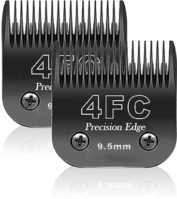 4F Ersatzklinge für die Hundepflege, kompatibel mit der Serie Heiniger/Moser Max45/Andis/Oster A5/Wahl 10 km Serie, Haarschneider für Hunde, Größe 4F, 3/8 Zoll (9,5 mm), Schnittlänge, 2 Stück, Schwarz