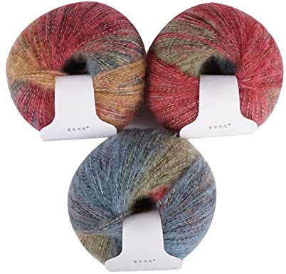 3 Stück Mohair Farbverlauf Hochwertiges Garn Ombre Mischgarnknäuel Weiche Mohair Strick Wolle Garn Für Zum Stricken Und Häkeln 30g/Rolle