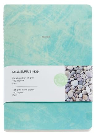 Miquelrius - Flexibles Notizbuch, A5 (142 x 210 mm), liniert, 50 weiße Blätter, 144 g/m², 144 g/m², Papiereinband und Stampingdetails, grün