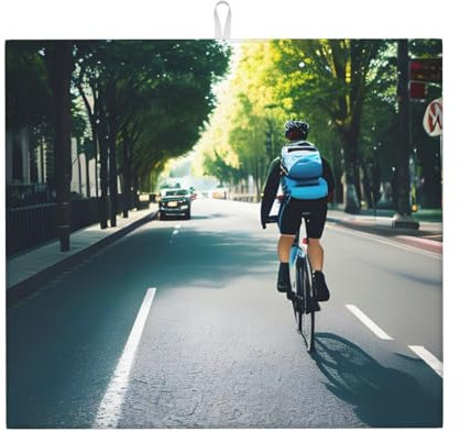 Auto Und Fahrrad Druck Geschirr Trocknen Matte Für Küche Theke, Rutschfest Schnell Trocknen Pad Für Geschirr, Küche Zubehör