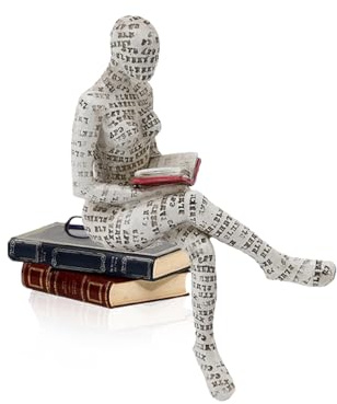 Cocoarm Lesende Frau-Skulptur, Lesende Figur, Innovative Dame, Lesende Zellstoffform, Bücherregal-Ornamente, Lesende Frau aus Kunstharz, Figur für Heimbüro-Desktop-Dekoration (E)