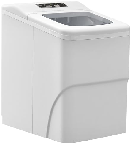 HOMCOM Ice Maker Machine, Self-Cleaning Ice Cube Maker with LCD Screen, 9 Cubes Ready in 8 Mins, 12kg in 24Hrs - White