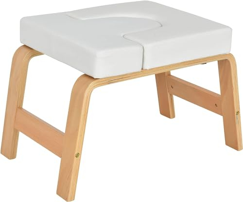 Eumatenova Yoga Kopfstandhocker,Kopfstandhocker,Kopfstandstuhl für Gleichgewichtstraining, Inversion Stool w/Solid Wood Frame & Detachable PU Auflagen