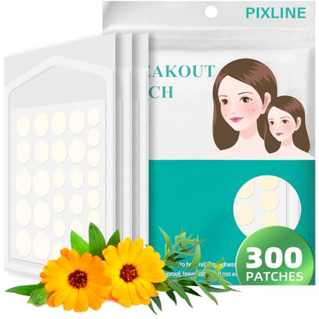 PIXLINE Pimple Patches 300 Stück Patch Mit Teebaumöl Tag Und Nacht Akne pflaster Salicylsäure Pickel Patches Unsichtbarer Und Wasserdicht Absorptions Anti Pickel Patches Kann Akne Schnell Loswerden