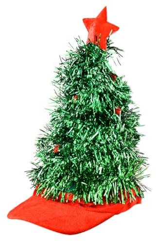 Vaguelly 1 Stk Weihnachtsbaummütze christmas tree hat Weihnachtsmann-Mützen Weihnachtsbaum-Lametta-Hut Hüte kleidung Weihnachtsbaumkappe lustiger Partyhut Weihnachten Requisiten Vlies