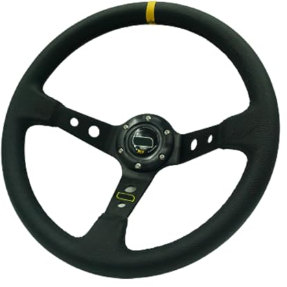 INOKAI Sport Lenkrad,Sportlenkräder 350 mm Deep Dish 6 Bolzen Autorennen-Lenkrad PVC-Leder und Aluminiumhalterung Hupenknopf for Sportlenkrad (Color : Yellow Stripe)