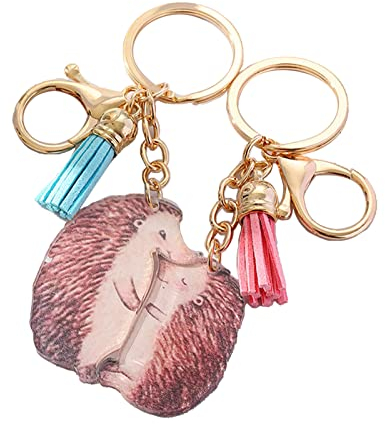 YUNNESS Lot de 2 porte-clés hérisson en acrylique faits à la main pour parents et enfants