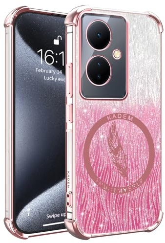 XINYEXIN Stoßfest Transparent Glitzer Handyhülle für Vivo V29 Lite 5G Hülle Glitter Case Bling Slim Ultra Dünn Schutzhülle TPU Bumper Back Cover - Rosa