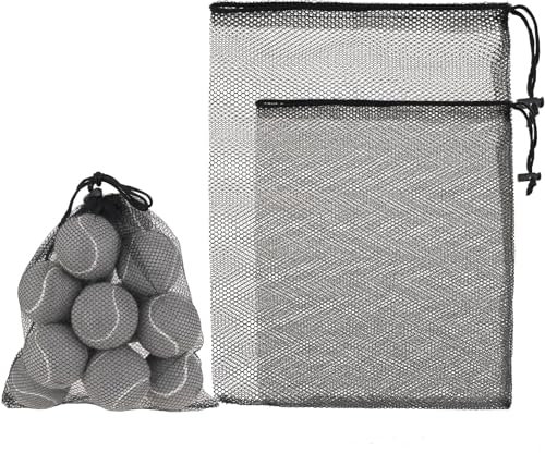 Thinp 2 Pcs Golf Ball Bags, Nylon Mesh Drawstring Bags for Pool Toys, Tennis (2 Size)