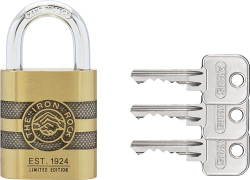 ABUS Vorhängeschloss Messing 83/45 IRON ROCK Jubiläumsschloss mit 3 Schlüssel vs. - gehärteter Stahlbügel, nano protect - wetterfest - Level 8