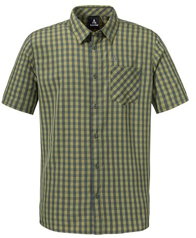 Schöffel Herren CIRC Shirt Style Dalfoss MNS, kreislauffähiges Kurzarm Hemd, nachhaltiges Wandershirt mit Sonnenschutz, schnell trocknend, solid Olive, 46