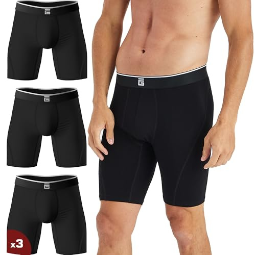 Giovici Boxer Long Homme en Bambou, Anti-frottement et Ultra Rafraîchissants, avec ou sans Baguette, sous-Vêtements évacuant la Transpiration Parfait pour Le Sport