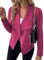 Razzlebelle Bourgogne Veste Femme Chic et Elegant Suedine Blouson mi Saison Blazer Légère Décontractée à Manches Longues Vêtements 2024