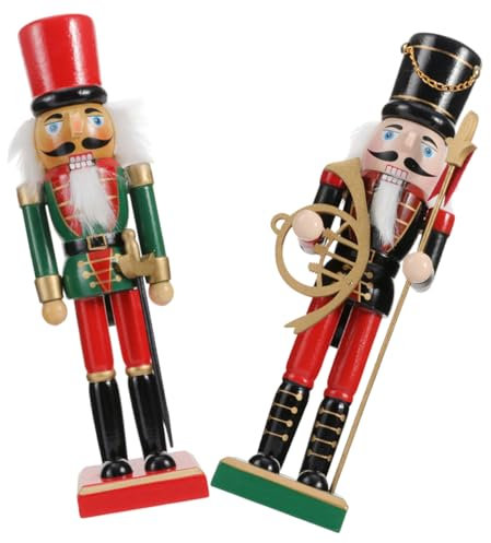 Cabilock 2 Pezzi Di Schiaccianoci Natalizi in Legno, Decorazioni Per Schiaccianoci Soldato