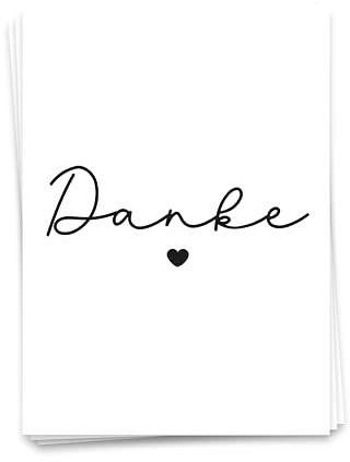 Ulrike Wathling Karte 'Danke' mit Herz | Abschiedskarte Kollege, Lehrerin Grundschule, Krippe, Job, Postkarte für Danksagung, Dankeskarten A6, Set:10er Set