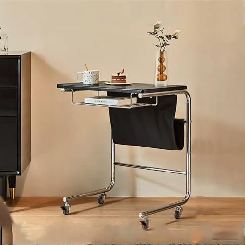C-förmiger Beistelltisch mit Ablagefach, schwarzer Sofa-Beistelltisch für Couch, Rutsche unter C-Tisch