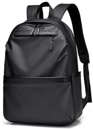 FUXIU Vielseitiger PU-Rucksack, große Kapazität, Schultasche für Profis und Reisende, Schwarz