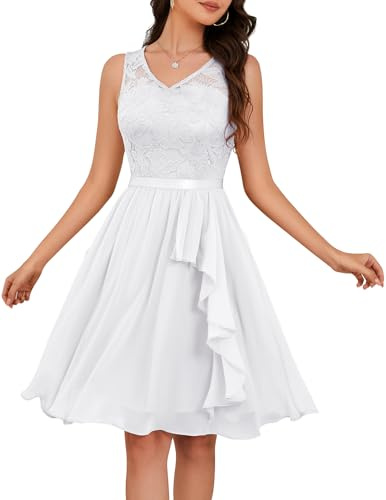 Meetjen Robe de cocktail 2026 pour femme avec ourlet mouchoir en dentelle formelle pour invitée de mariage, demoiselle d'honneur, bal de fin d'année, Taille M