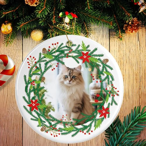 Personalised Dog & Cat Xmas Ornaments - Custom Pet Photo Christmas Decorations, Puppy & Cat Memorial Gifts