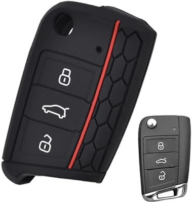 XEBRAD Silicone Key Fob Case, for VW, for POLO, for Golf, 7, for Skoda, for Octavia, for KODIAQ, for Karoq, for Seat, Ateca, Leon Cover Shell 2016 2017 2018 2019 car key shell